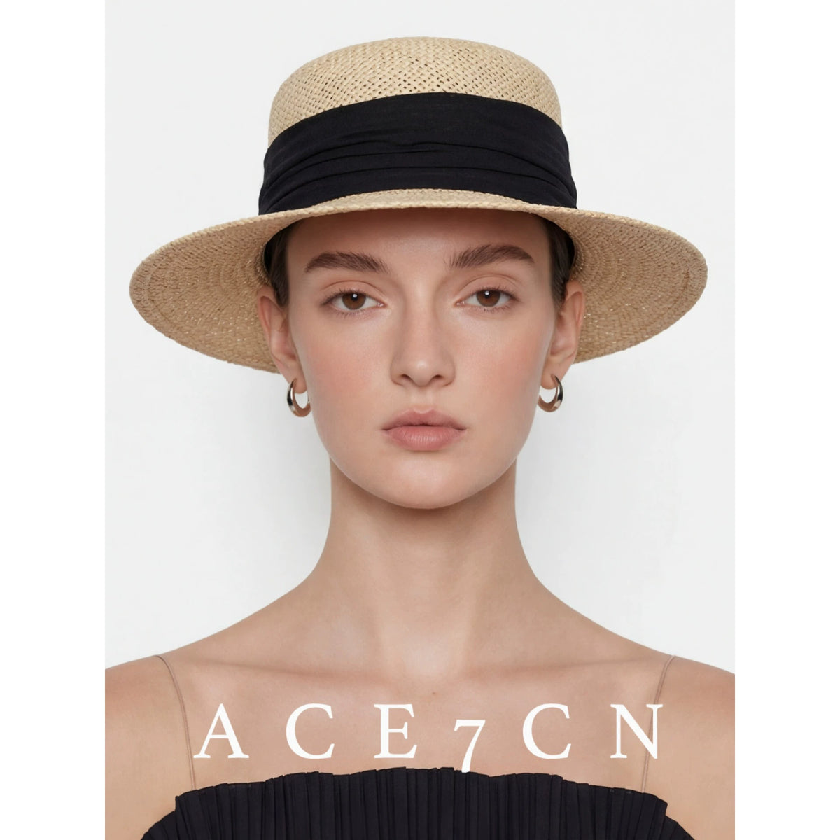 Relaxed French Premium Natural-Straw Straw Hat Multi-Color
