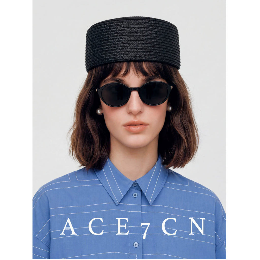 British Vintage Straw-Woven Pillbox Hat pillboxhat Round