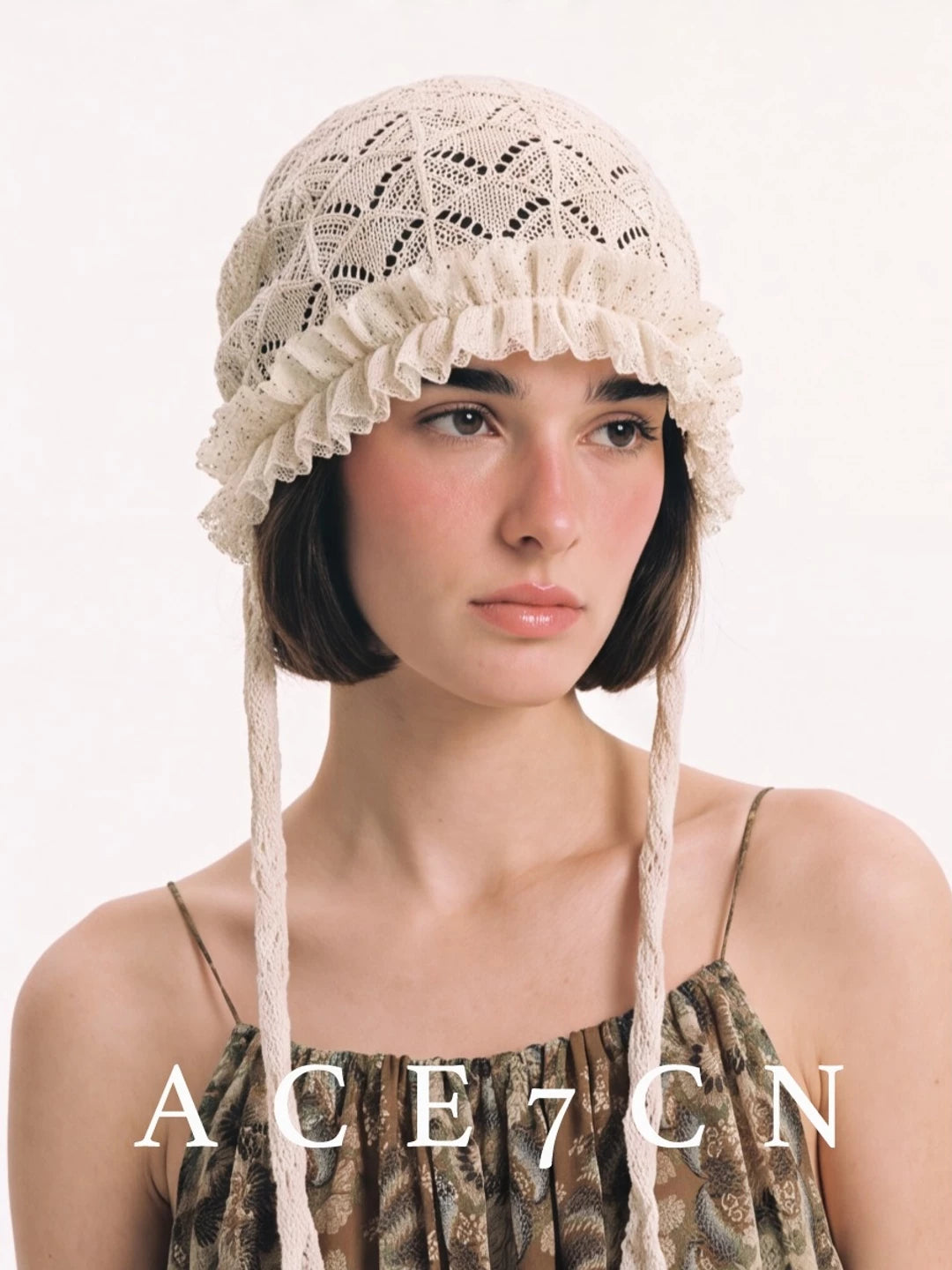 French Vintage Elegant Openwork Hand-Crochet Hat Lace