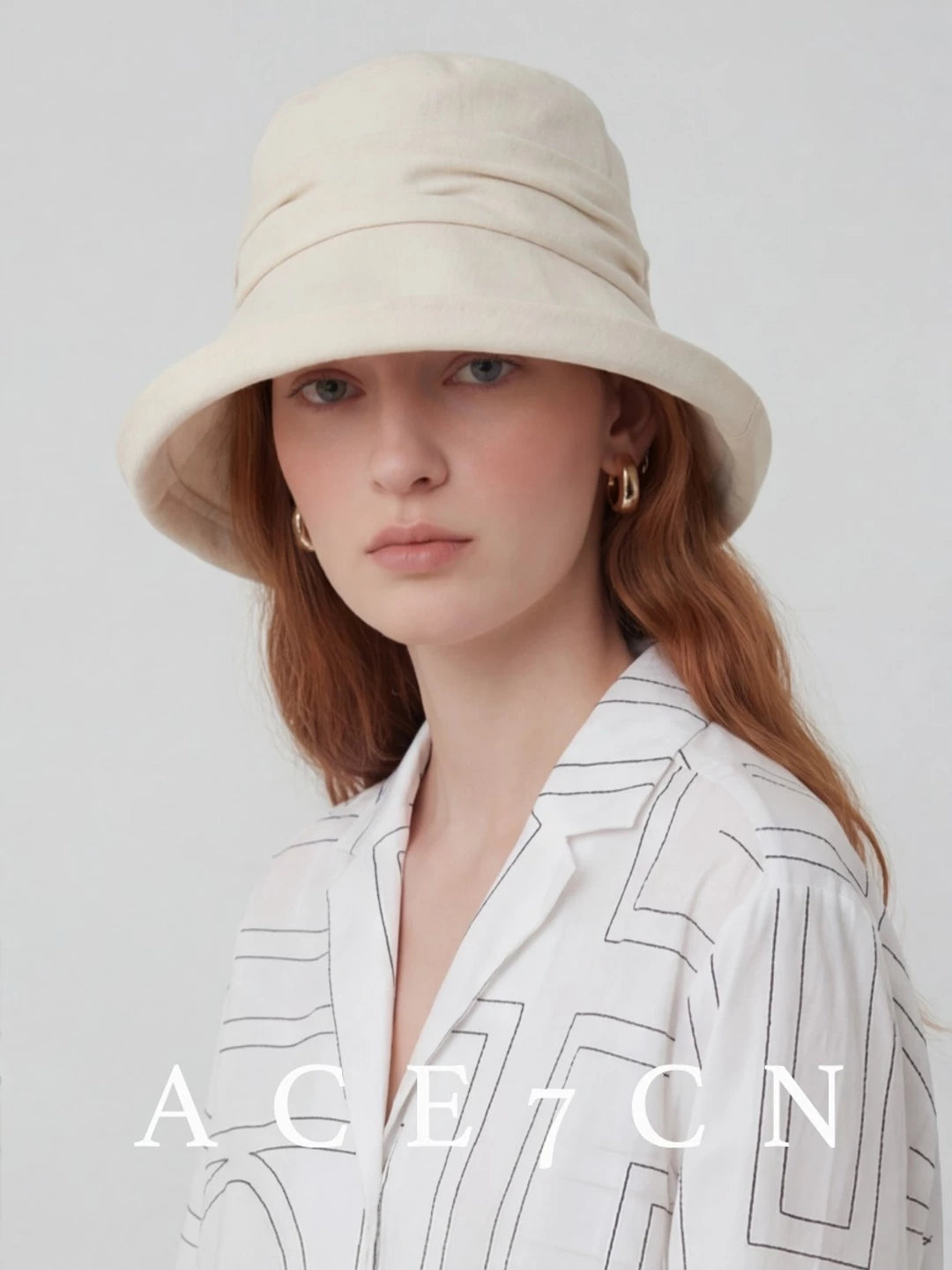 Japanese Cotton-Linen Vintage Bucket Hat Handmade Pleated
