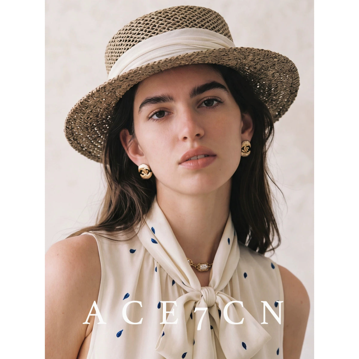 South-France Seagrass Hand-Woven Dress Hat Flat-Top Straw