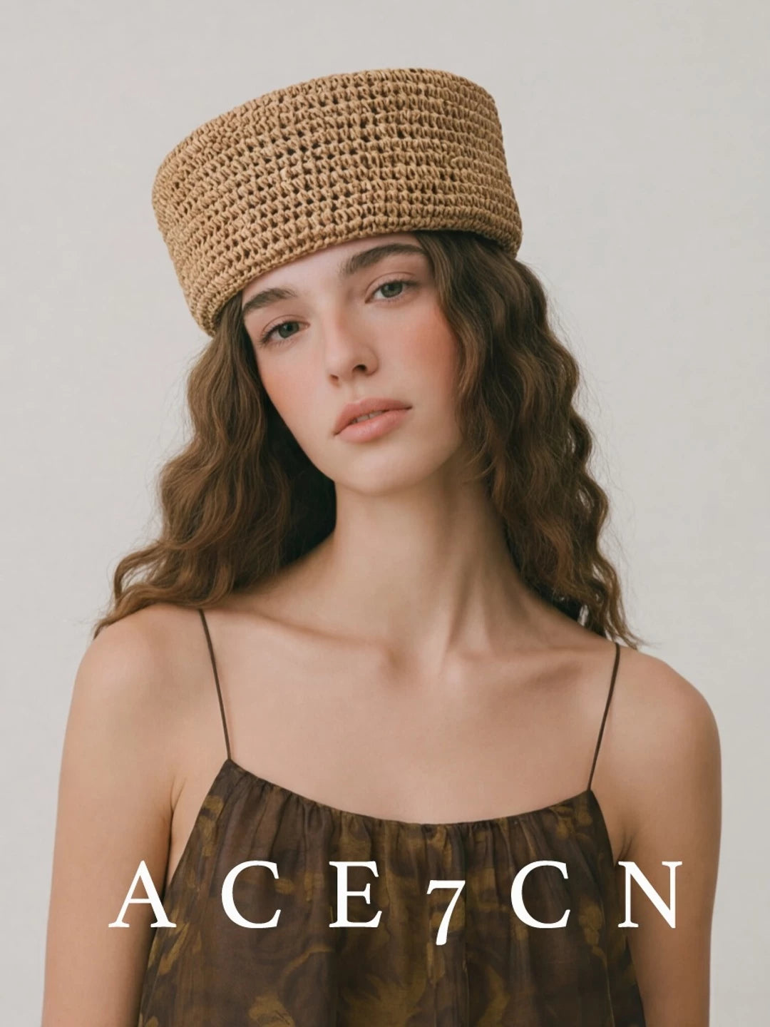 British Vintage pillbox Hat Openwork Straw-Woven Round-Top