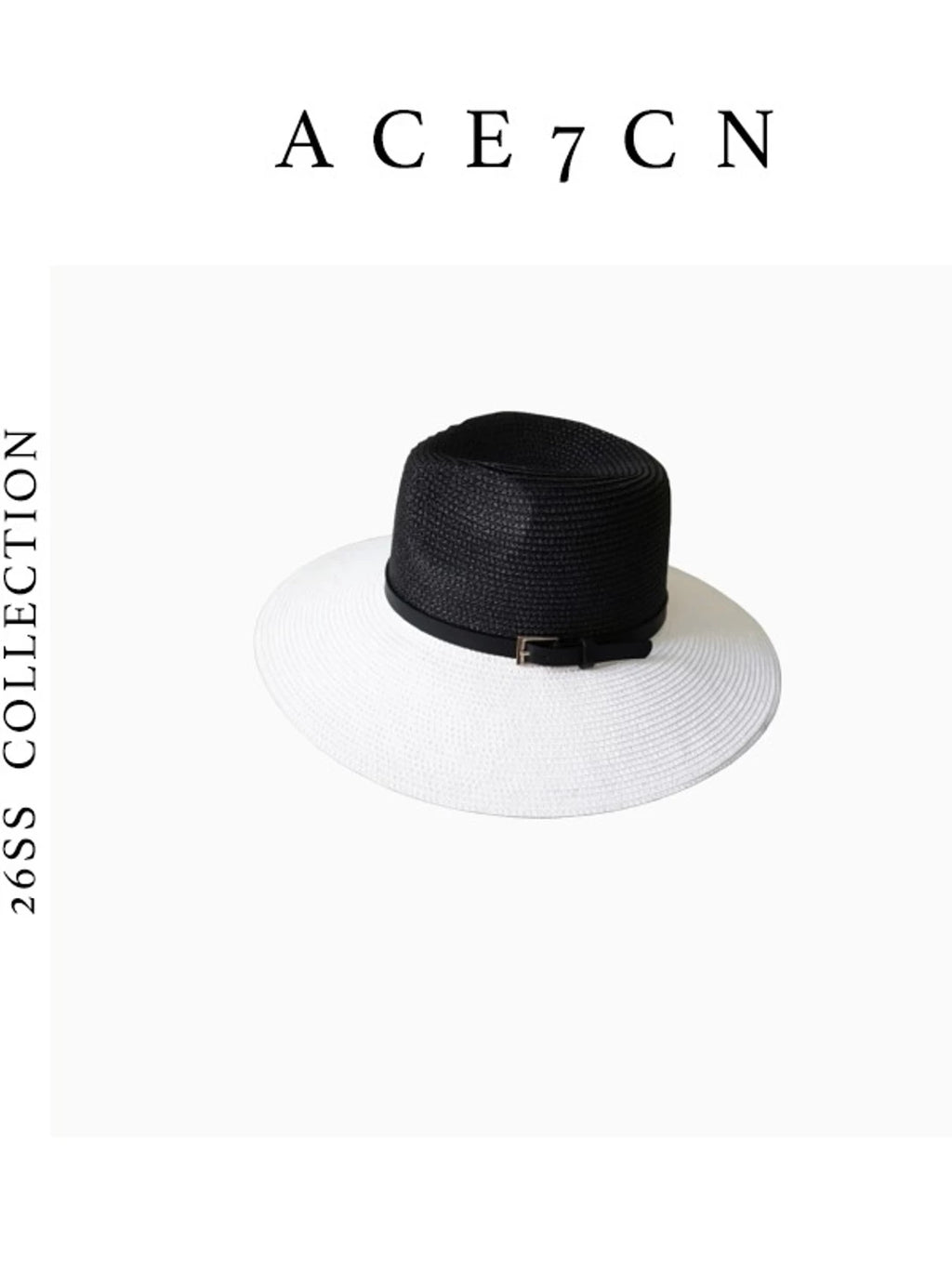 Parisian Champs-Élysées Classic Black-White Straw Hat Wide-Brim