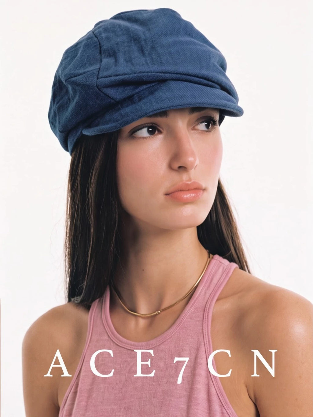 Japanese Niche Denim Handmade Pleated Newsboy Cap