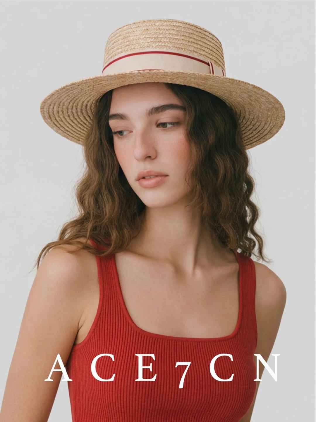 British Vintage Premium Wheat-Straw Straw Hat Hand-Woven