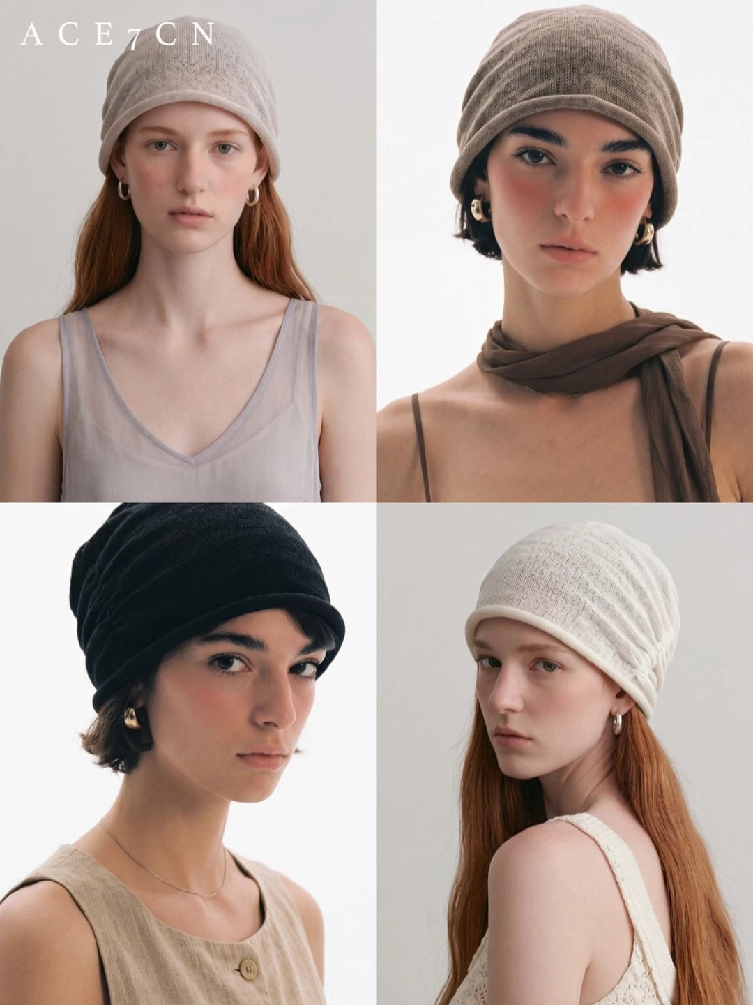 100 Linen Japanese Artsy Beanie Pleated Breathable