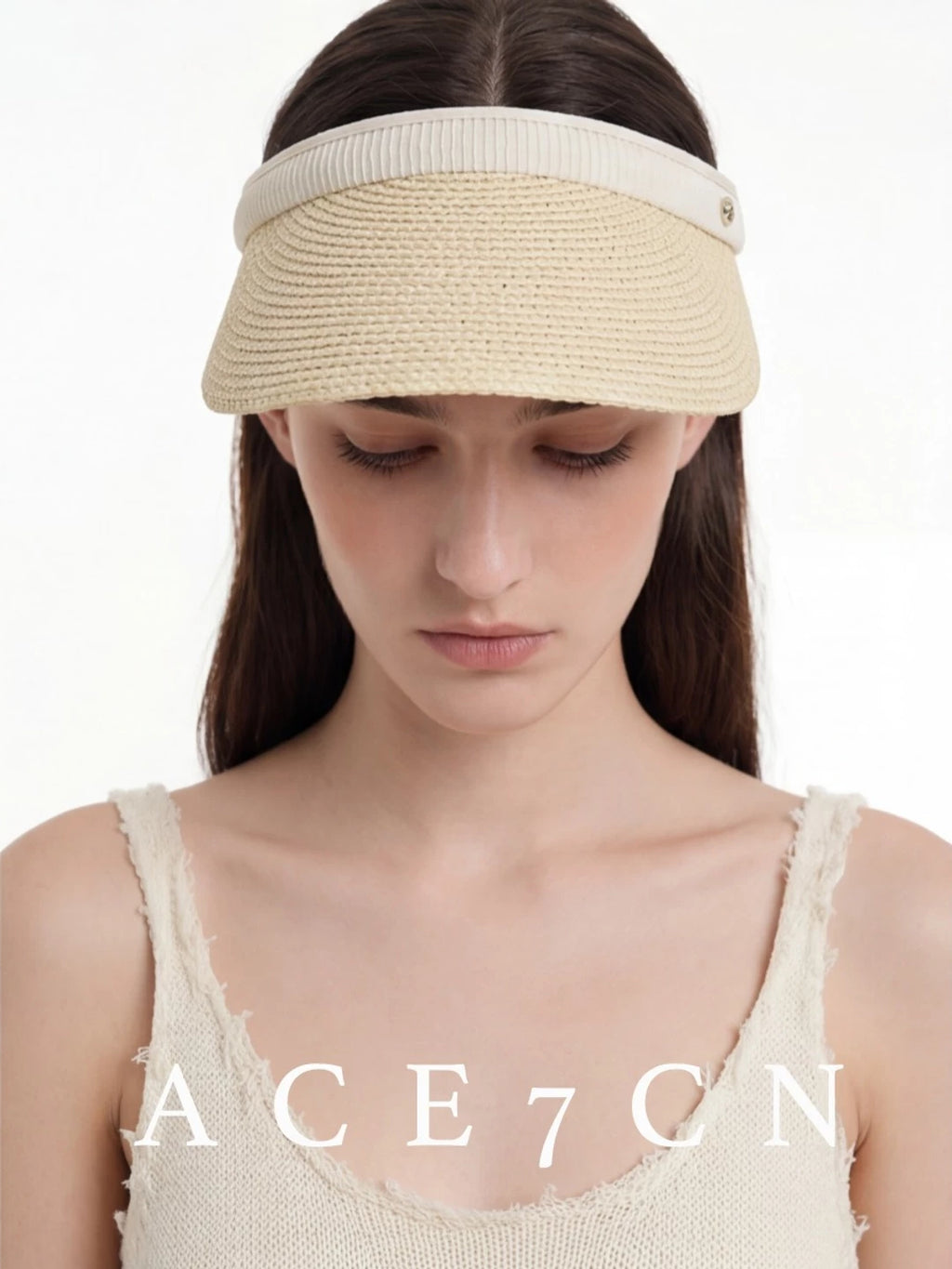 South-France Holiday Straw-Woven Visor Open-Top Sun-Shade Headband