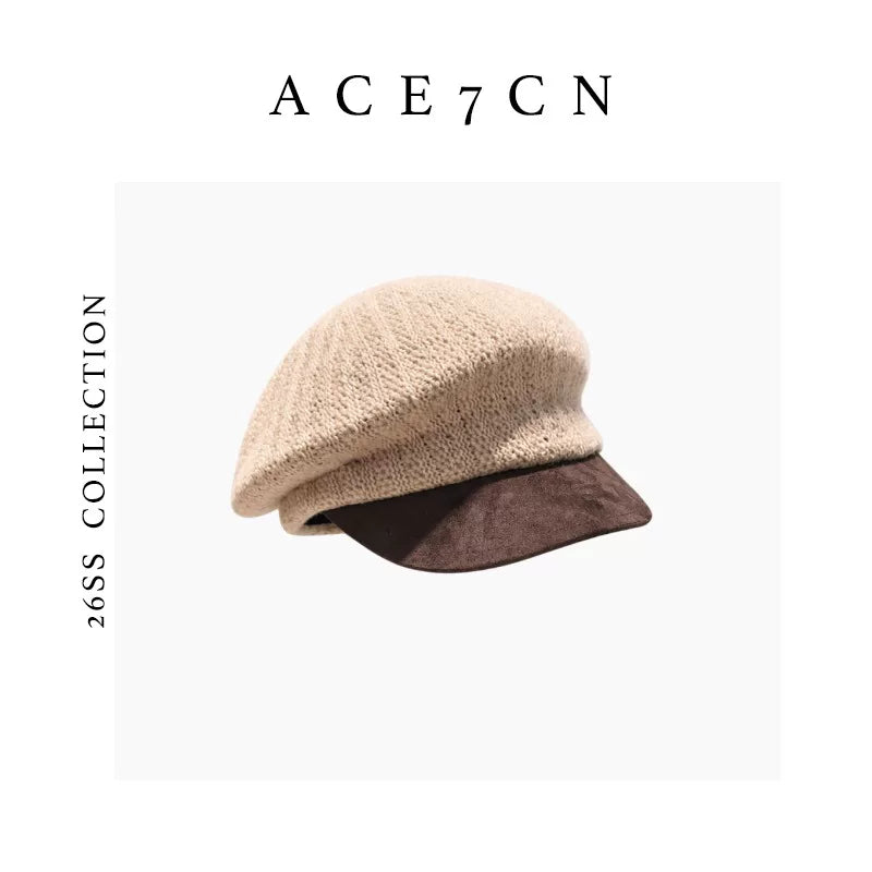 British Vintage Knit Newsboy Cap Japanese Classic