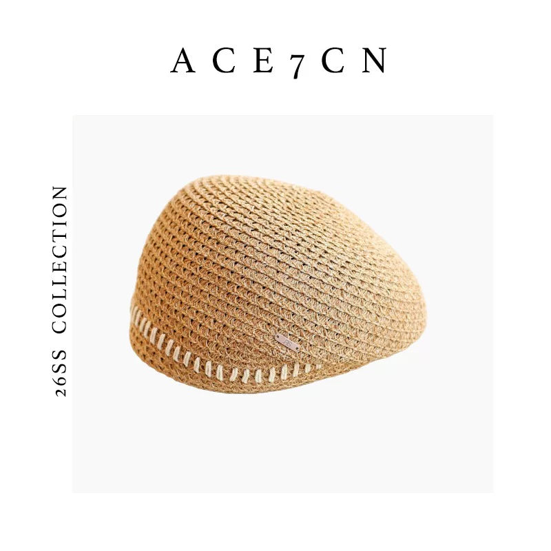 Japanese Niche Hand-Stitched Styling Beret Openwork Painter
