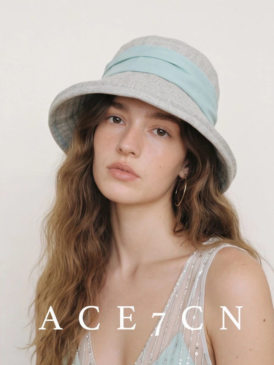 Nordic Colorful Hepburn Bucket Hat Tie-Strap Roll-Brim