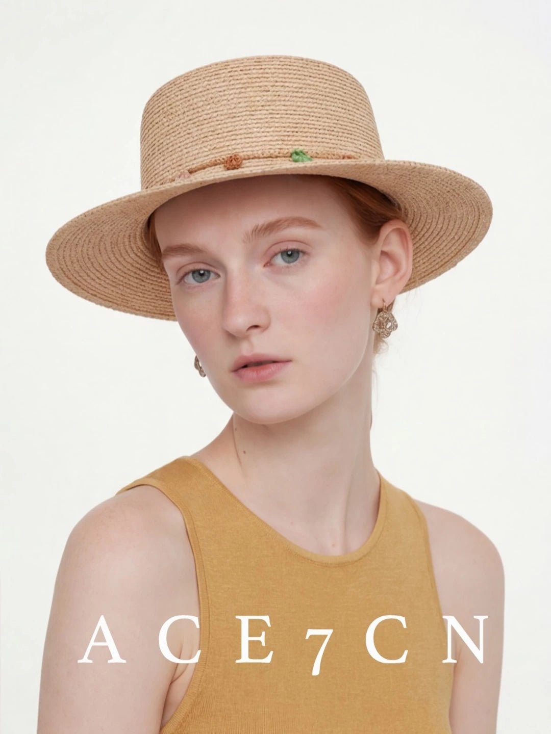 South-France Resort Raffia Dress Hat Colorful Pom