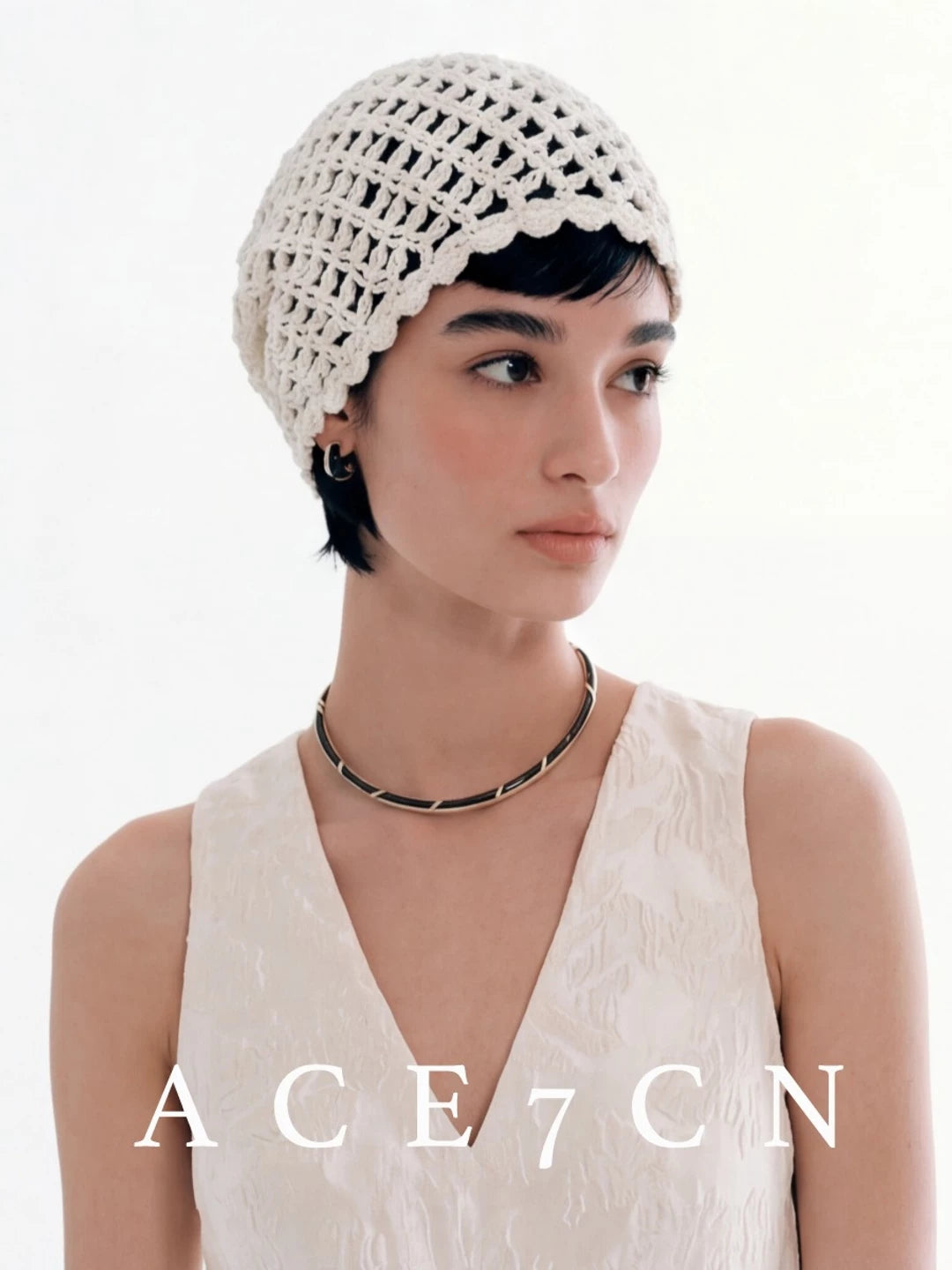 Vintage Elegant Vintage Hand-Crochet Openwork Hat Knit