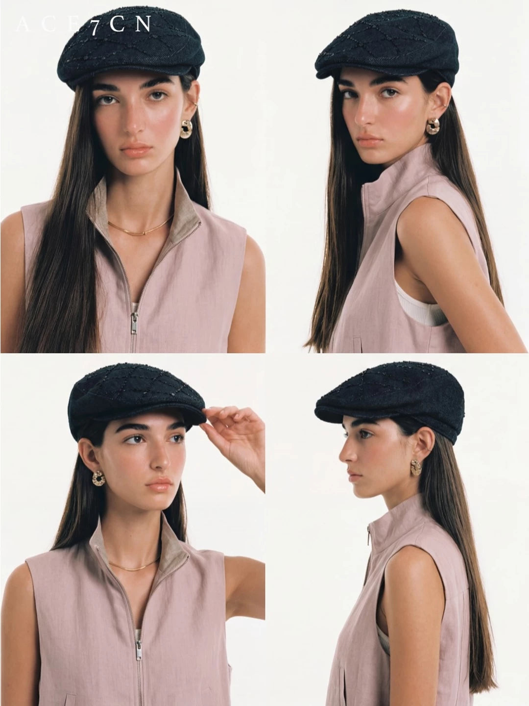 British Urban Chic Denim Flat Cap Subtle-Glitter