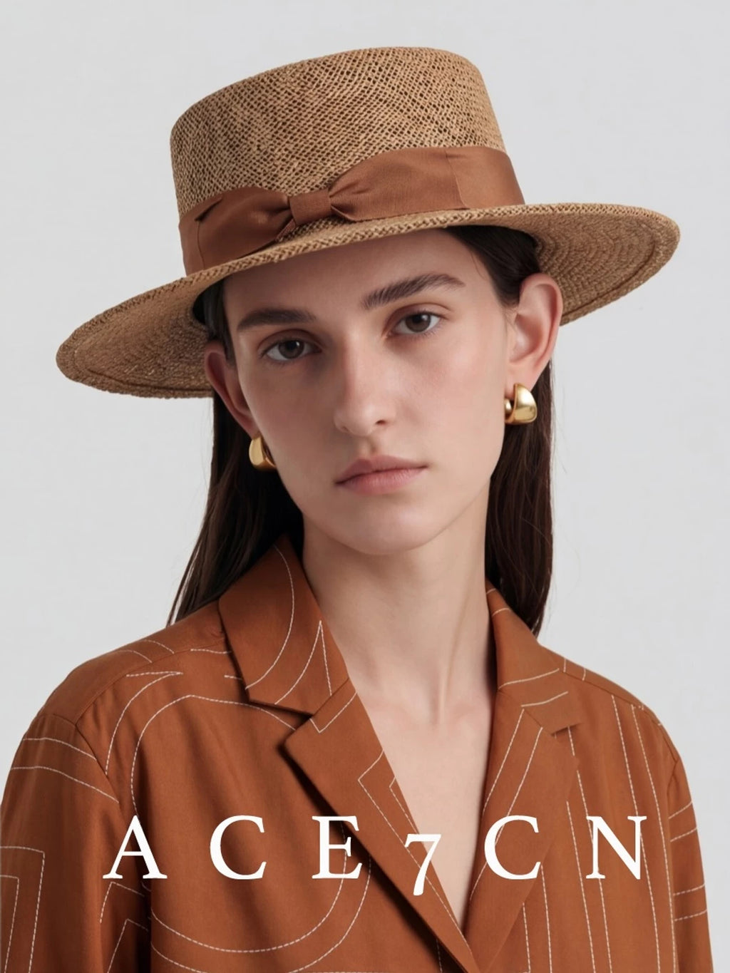 British Vintage Light-Luxury Natural Raffia Dress Hat