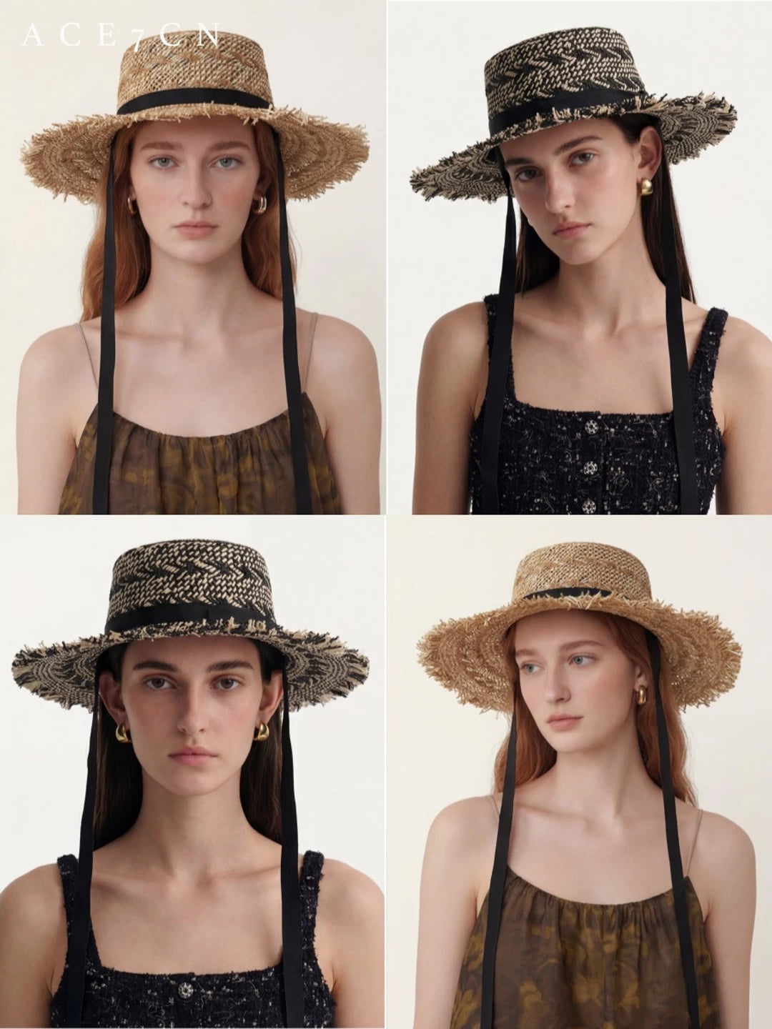 South-France Midsummer Hand-Woven Straw Hat Wide-Brim Sun-Shade