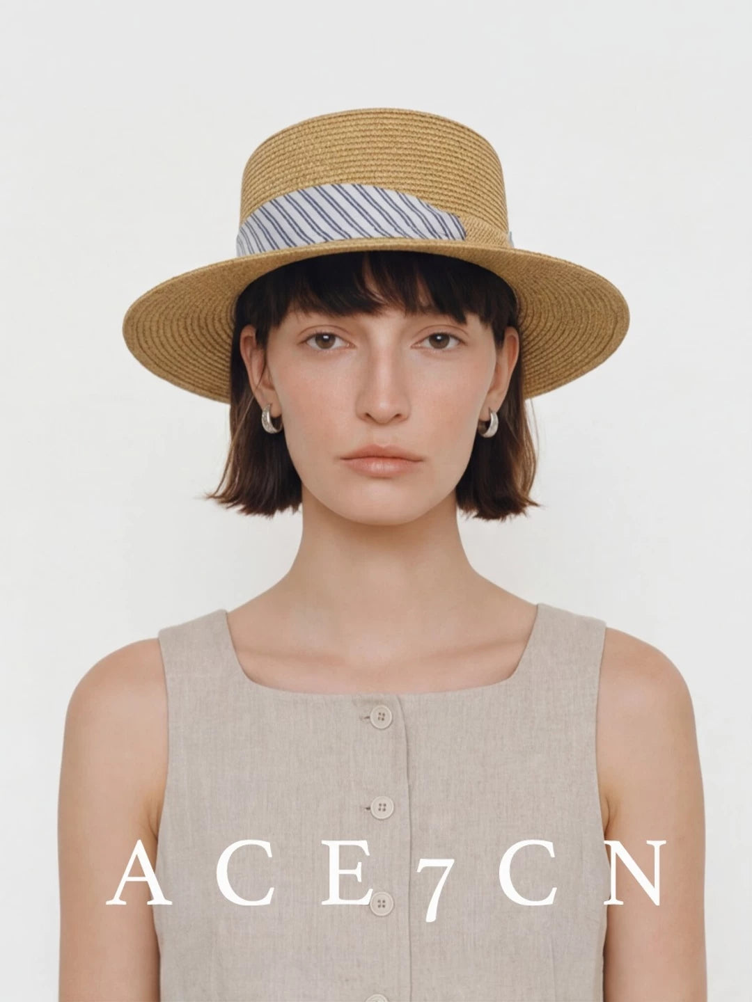 French Vintage Straw-Woven Sun Hat Resort Straw