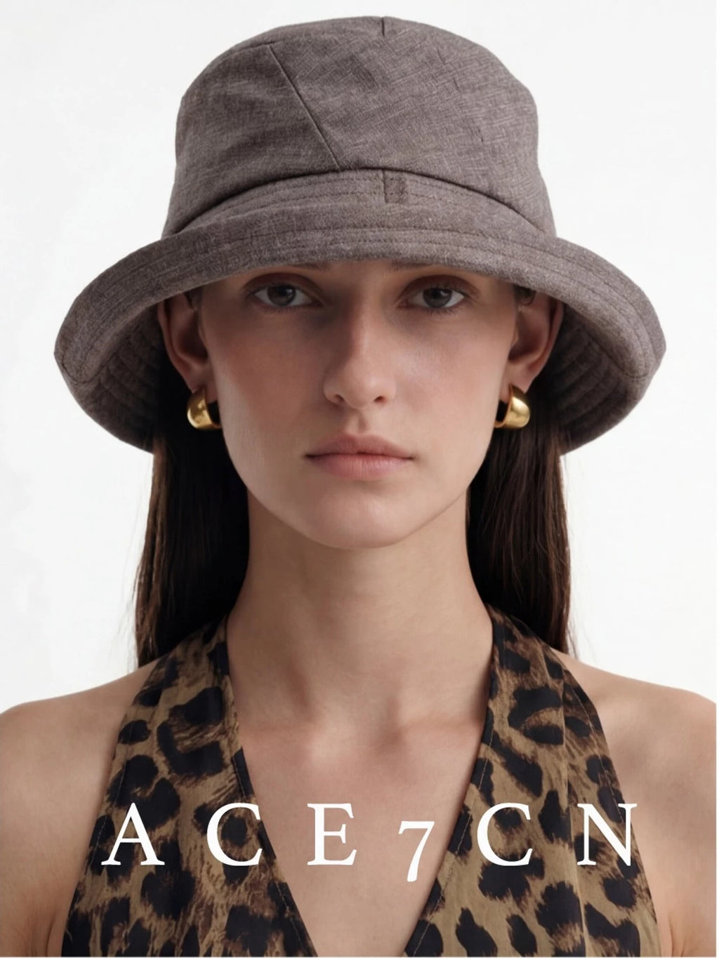 Light-French Bucket Hat Roll-Brim Pleated Bucket Hat