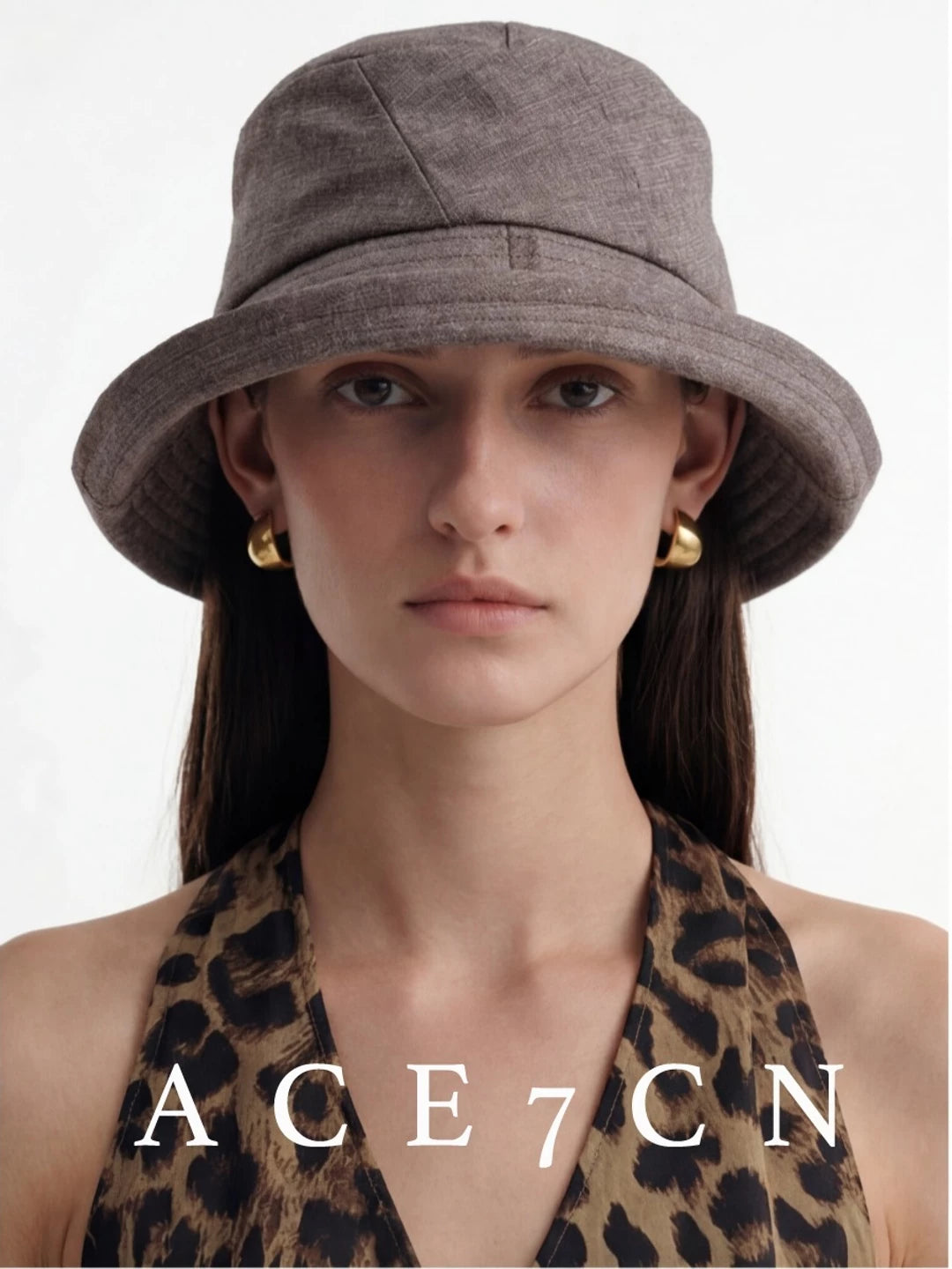 Light-French Bucket Hat Roll-Brim Pleated Bucket Hat