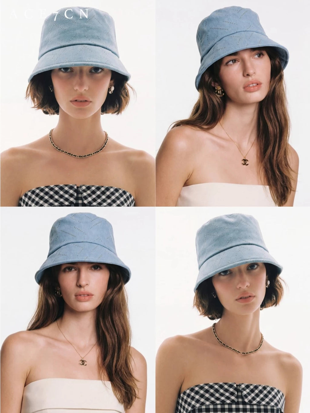 Light-French Denim Bucket Hat Subtle-Glitter Bucket Hat