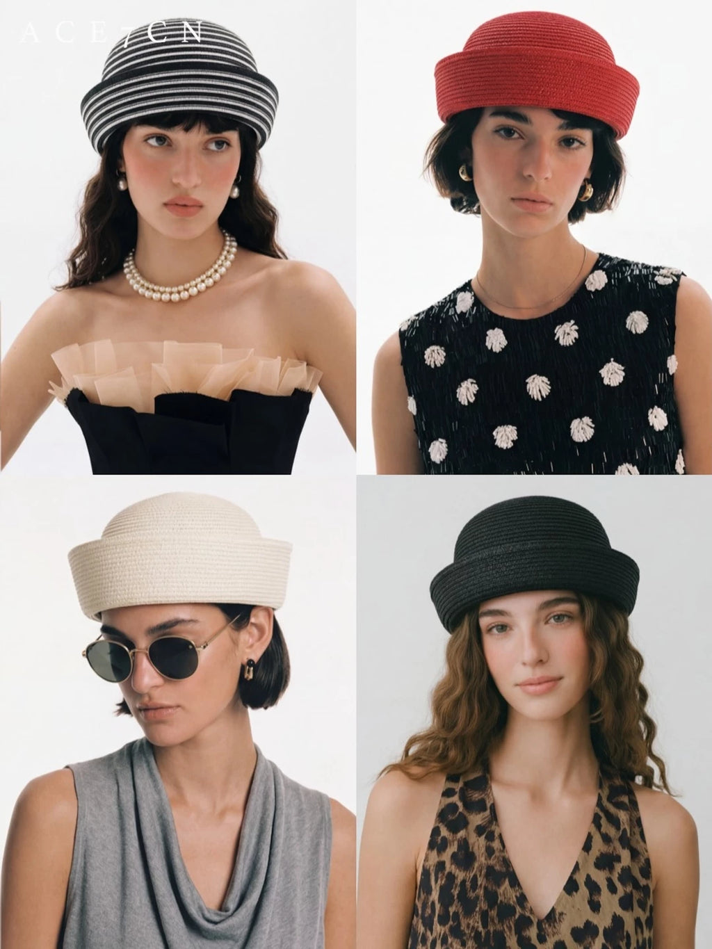 British Vintage Straw-Woven Pillbox Hat Round-Top pillbox