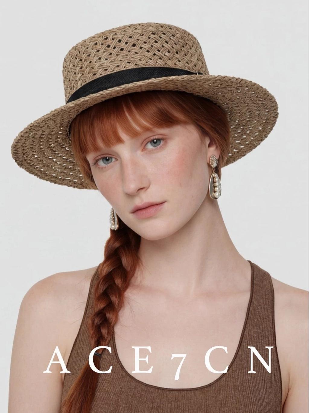 Korean High-Quality Seagrass Handmade Straw Hat Hepburn
