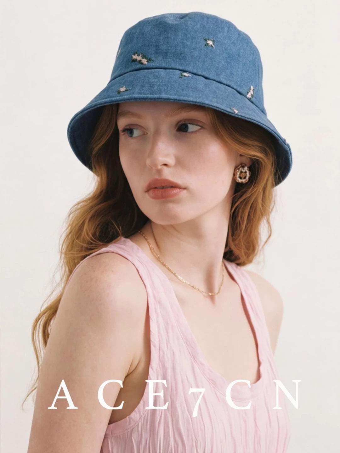 Korean Niche Embroidered Bucket Hat Denim Bucket