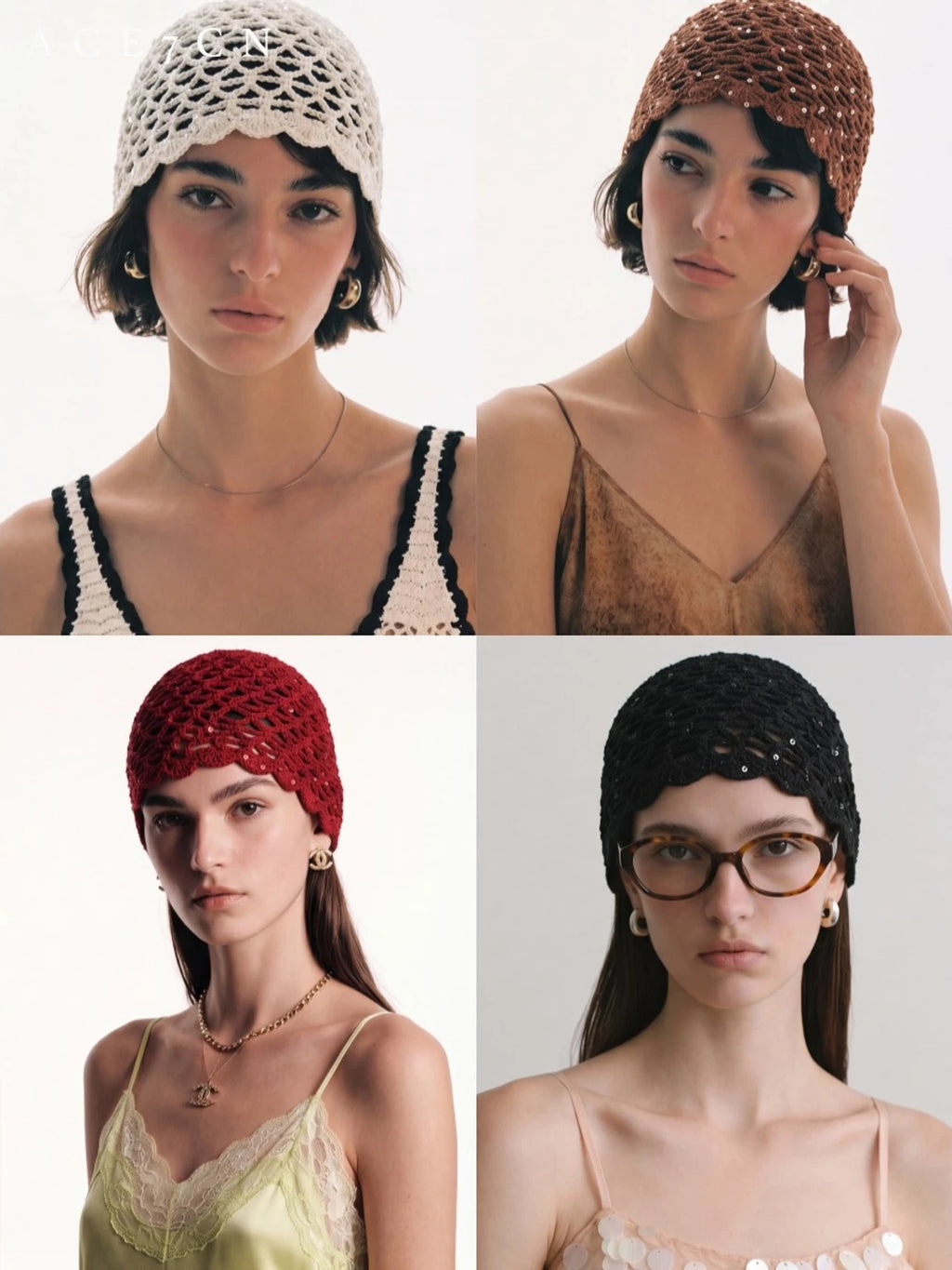 Old-Money Vintage Handmade Hat Chic Sequin Headwrap