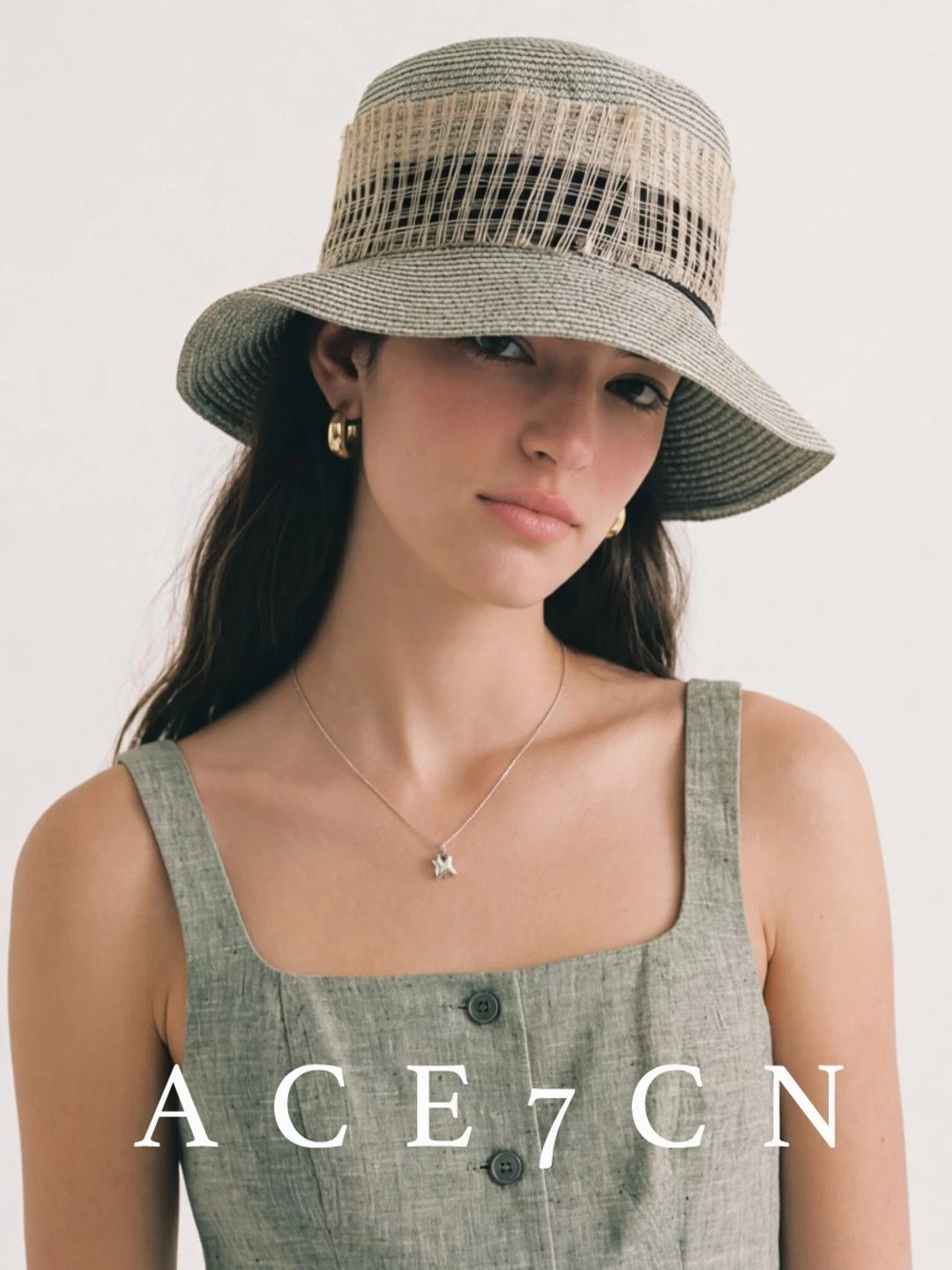 Light-French Straw Hat Classic Tweed Runway Resort
