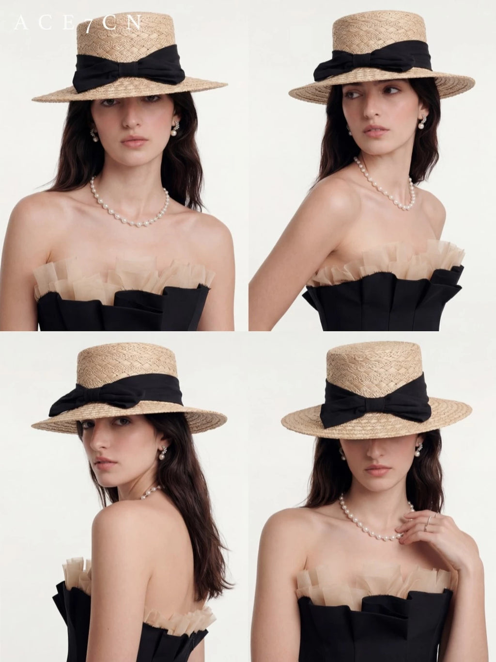 Natural Natural-Straw French Elegant Straw Hat Hepburn