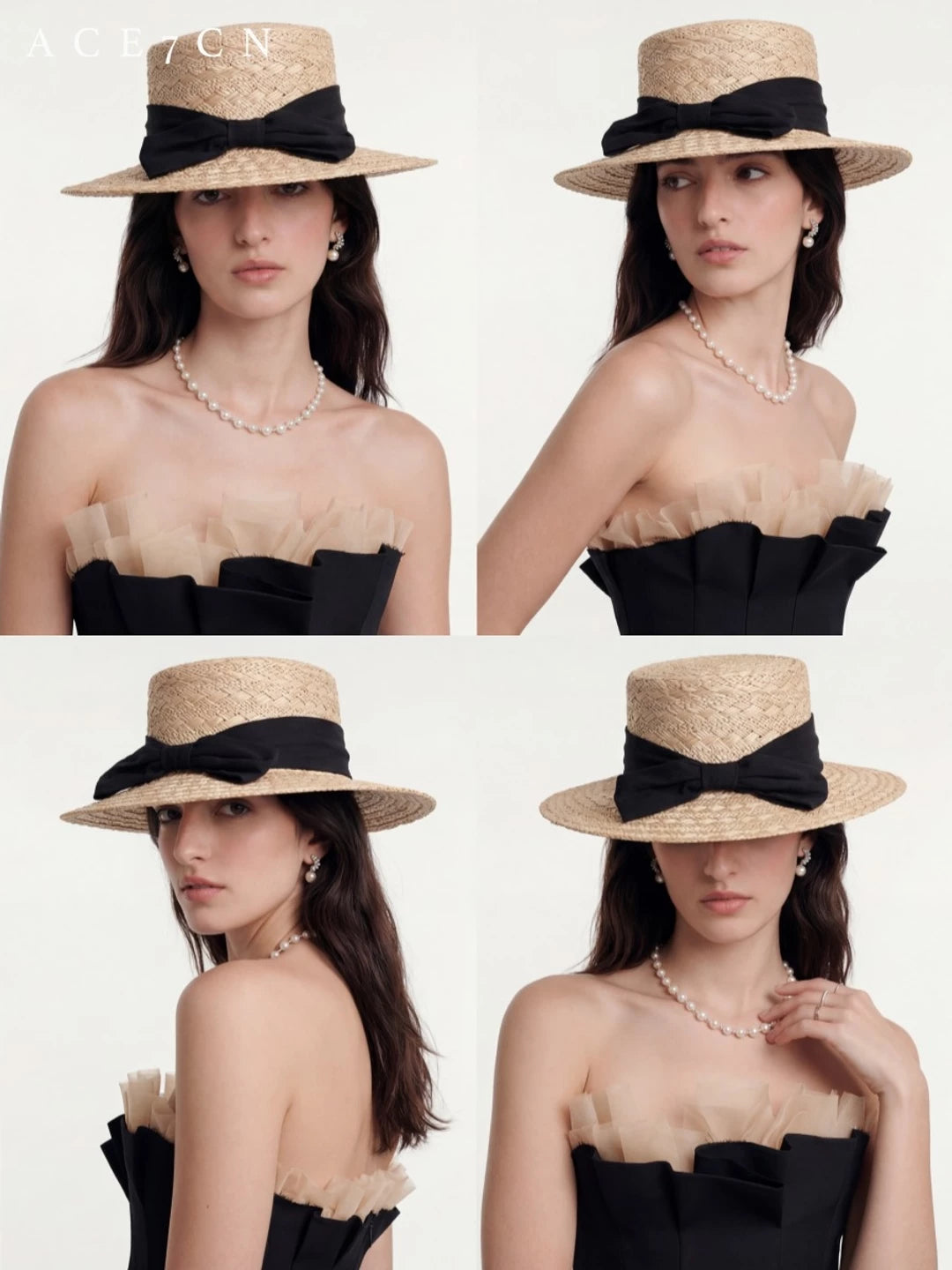 Natural Natural-Straw French Elegant Straw Hat Hepburn