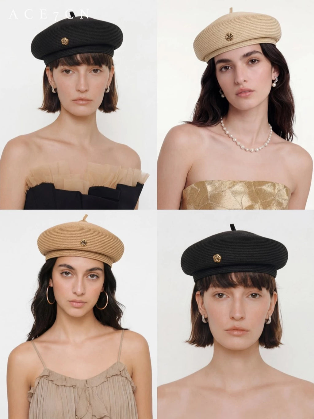Parisian Runway Light-Luxury Straw Pillbox Camellia 3D