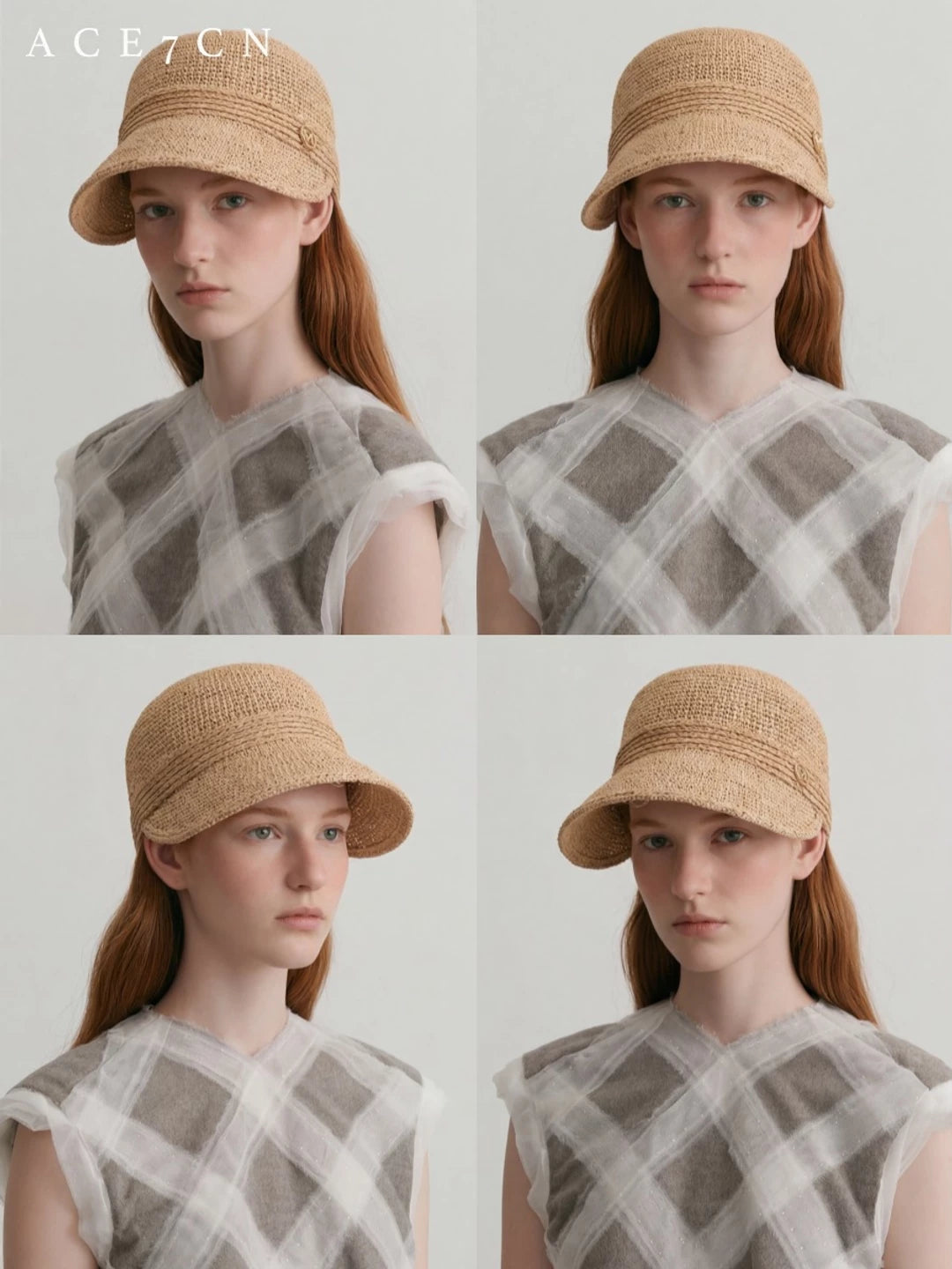 100 Natural Raffia Korean Wide-Brim Riding Hat