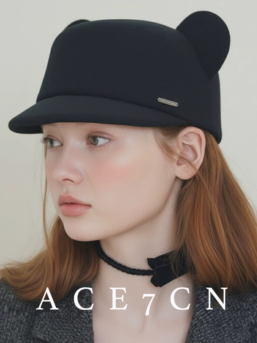 Japanese Niche Mouse-Ear Hat Wool-Felt 3D Styling