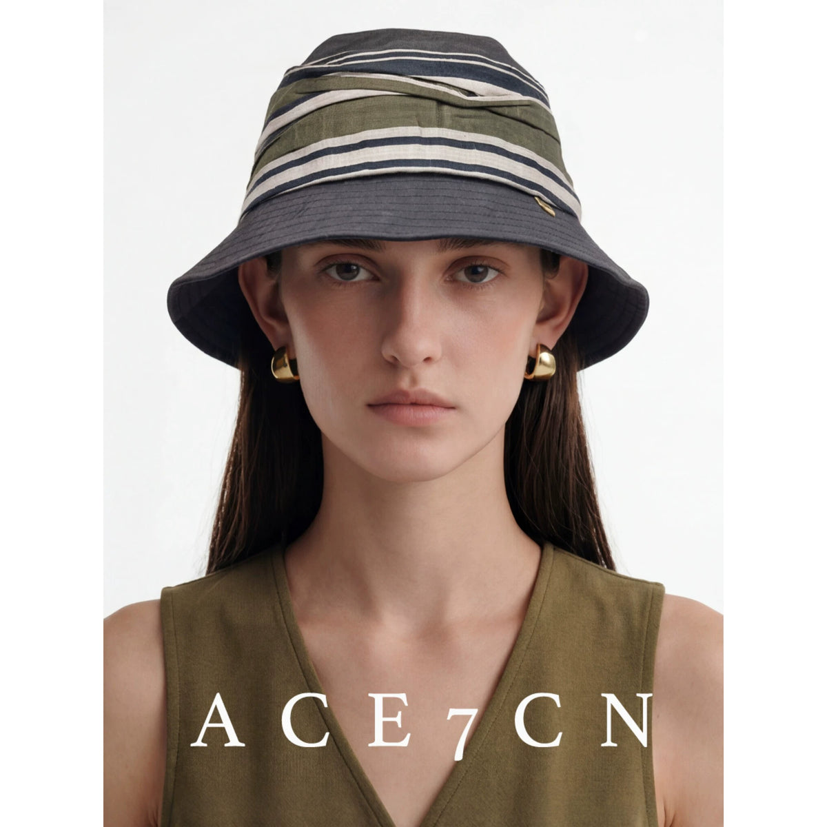 Japanese Niche Multi-Stripe Bucket Hat Striped Bucket