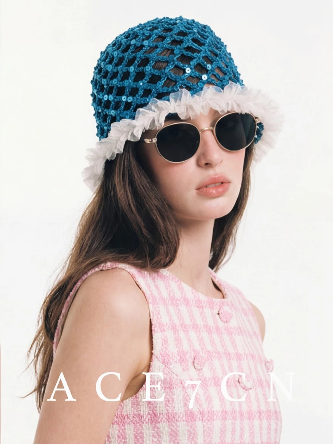 French Elegant Hand-Crochet Openwork Knit Beanie Sequin