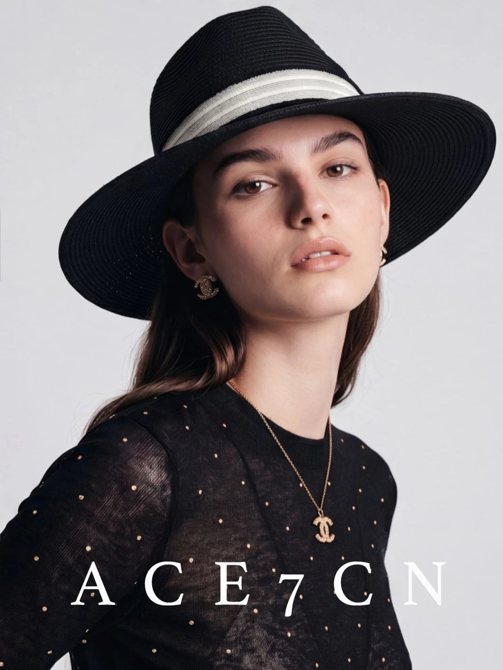 Parisian Tweed Classic Black-White Straw Hat Hepburn