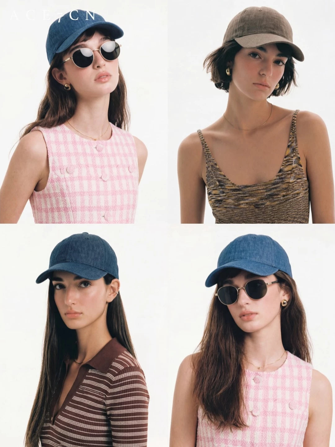 Urban Chic Denim Linen Equestrian Baseball Cap