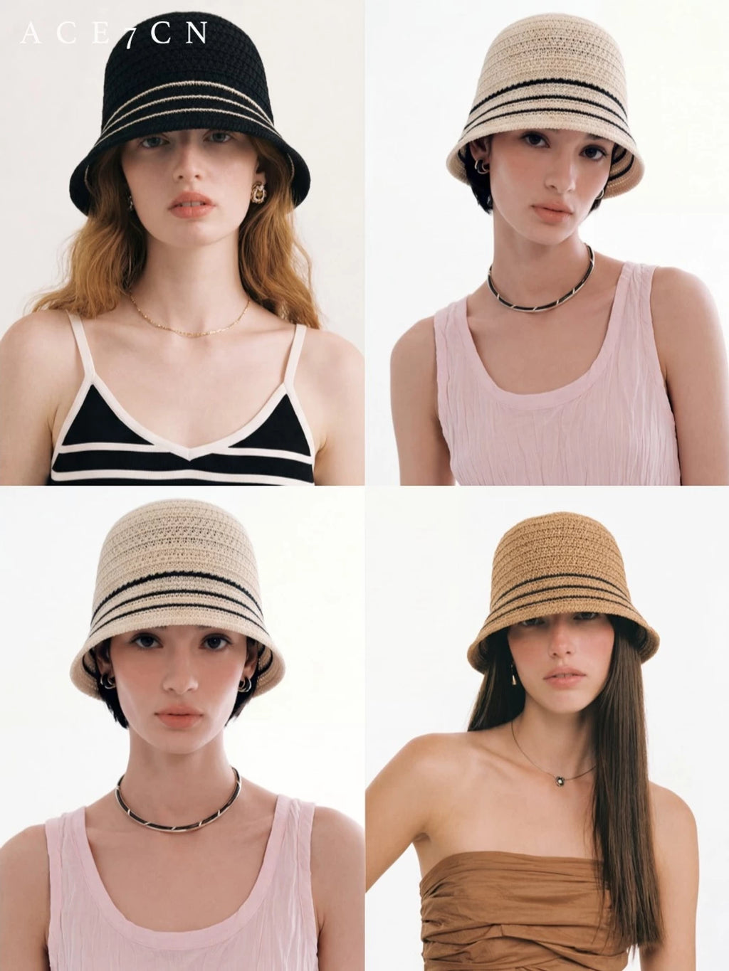 South-France Classic Hepburn Bucket Hat Color-Block Striped