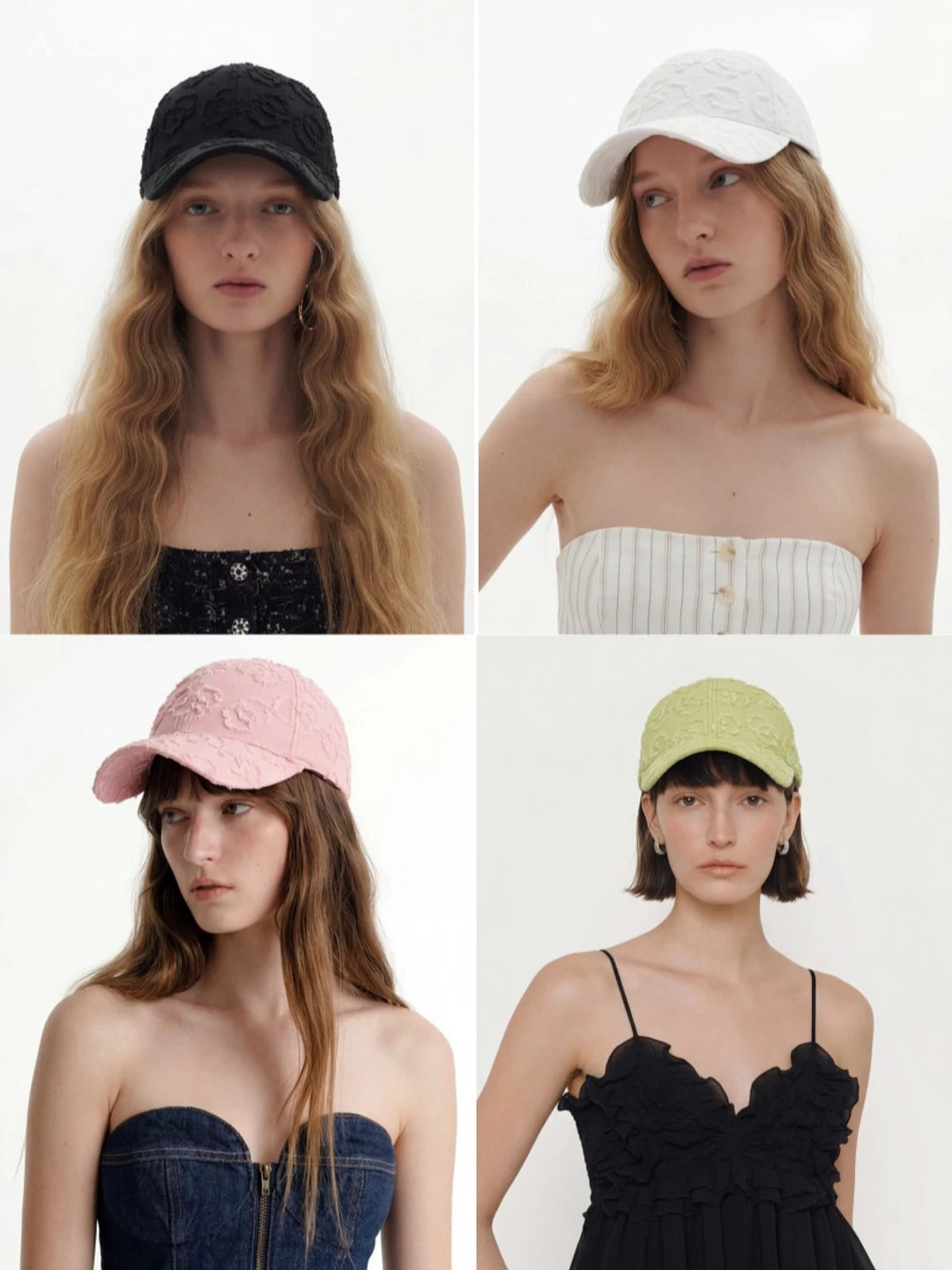 Korean Floral Hat Vintage 3D Jacquard Embroidered