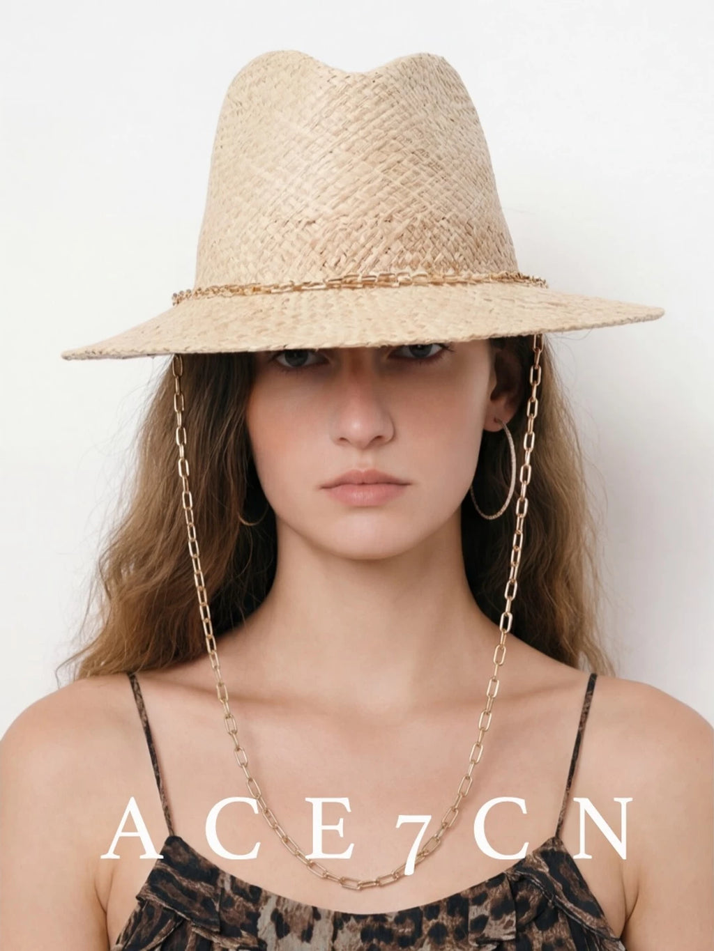 Italian Niche Light-Luxury Raffia Chain Dress Hat