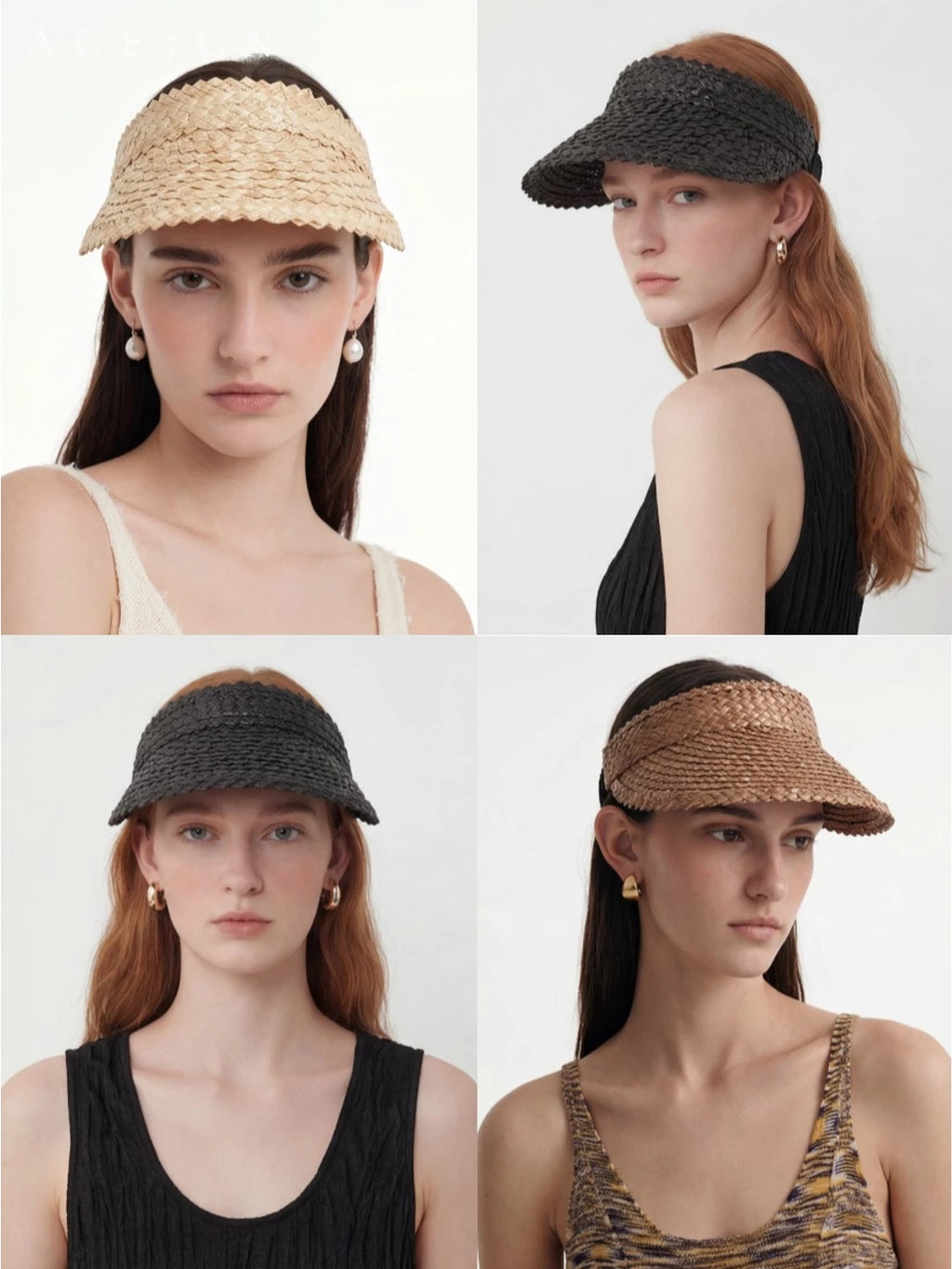 Premium-Texture Wheat-Straw Visor Handmade Sun-Shade Headband Hat