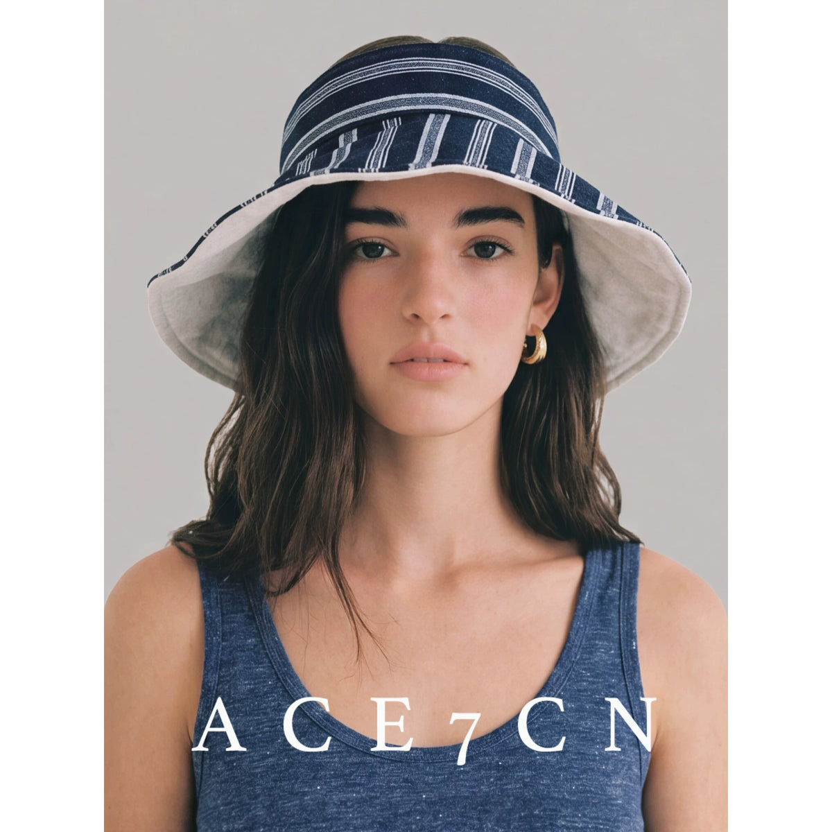 Athleisure Outdoor Sun-Protection Visor Striped Roll-Brim Sun