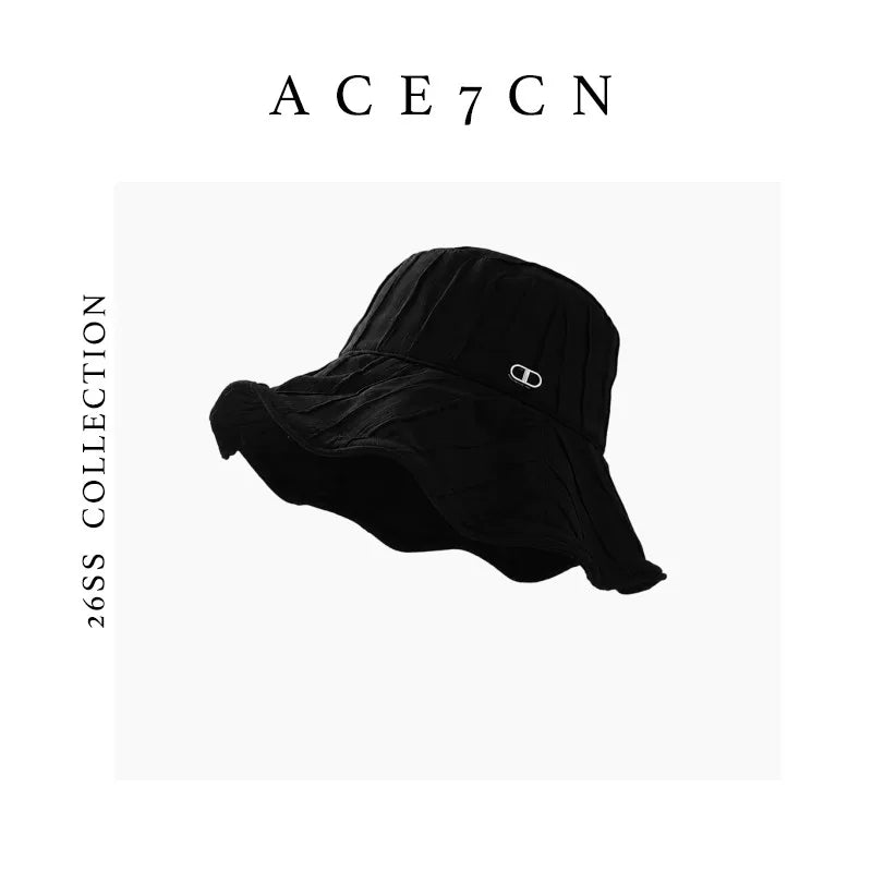 Japanese Outdoor Handmade Pleated Bucket Hat Bucket