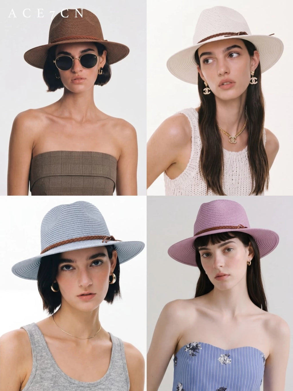 British Vintage Chic Panama Straw Hat Straw-Woven