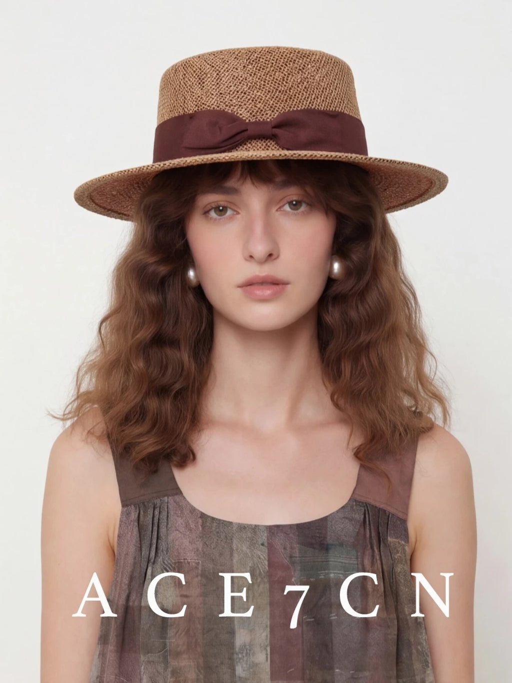 British Vintage Light-Luxury Natural Raffia Dress Hat