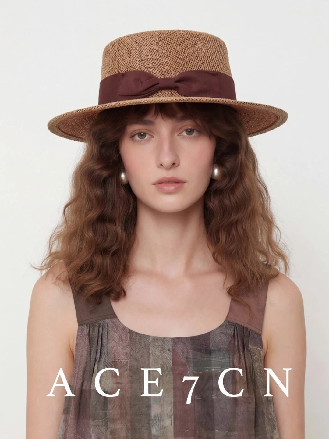 British Vintage Light-Luxury Natural Raffia Dress Hat