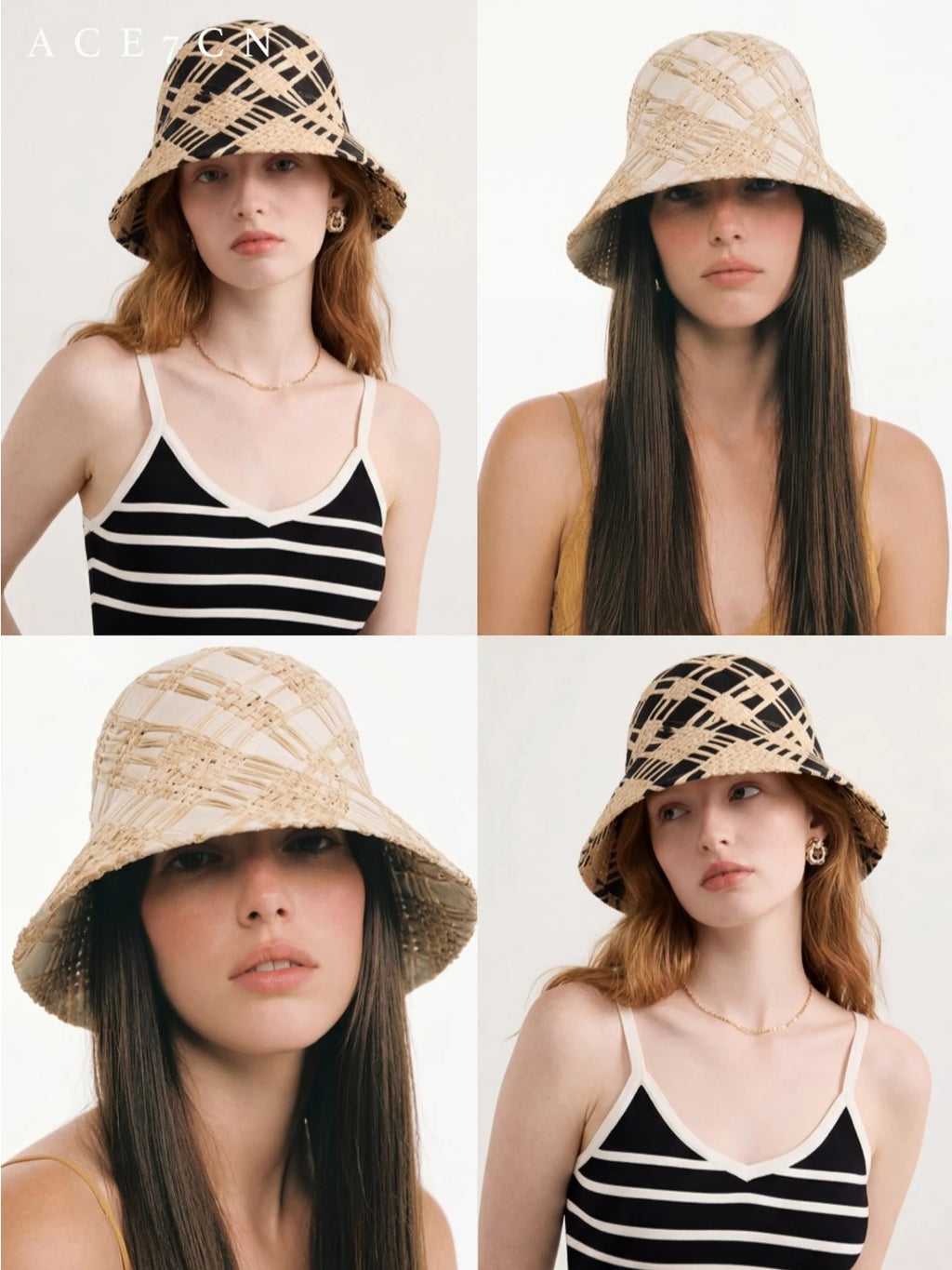 Minimalist Chic Straw-Woven Cloche Bucket Hat Natural