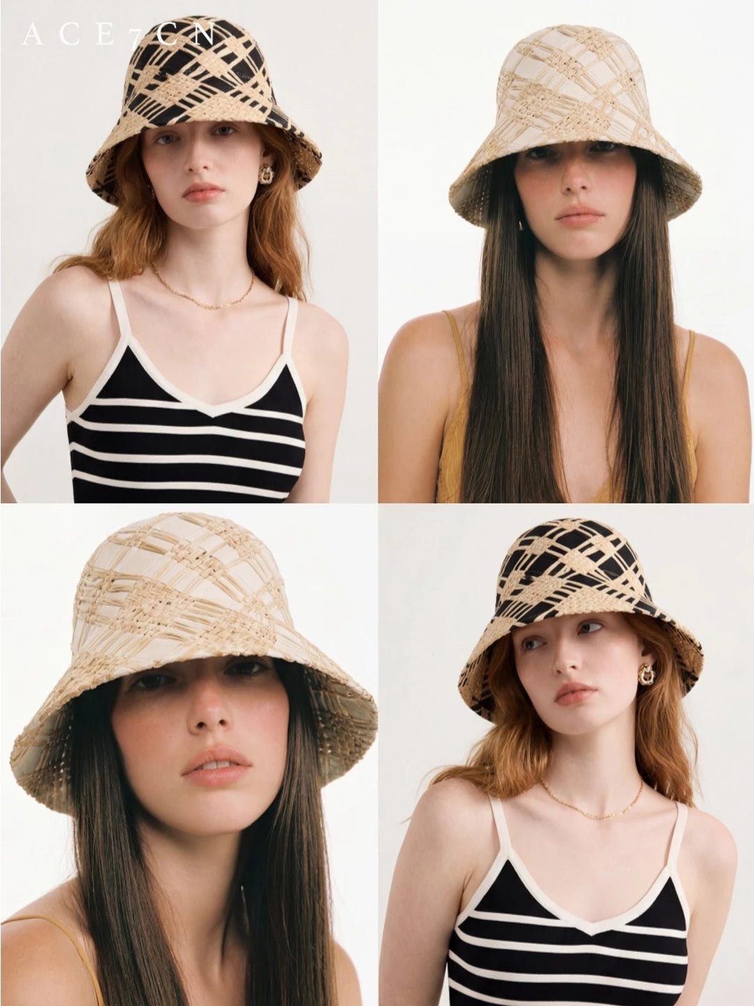 Minimalist Chic Straw-Woven Cloche Bucket Hat Natural