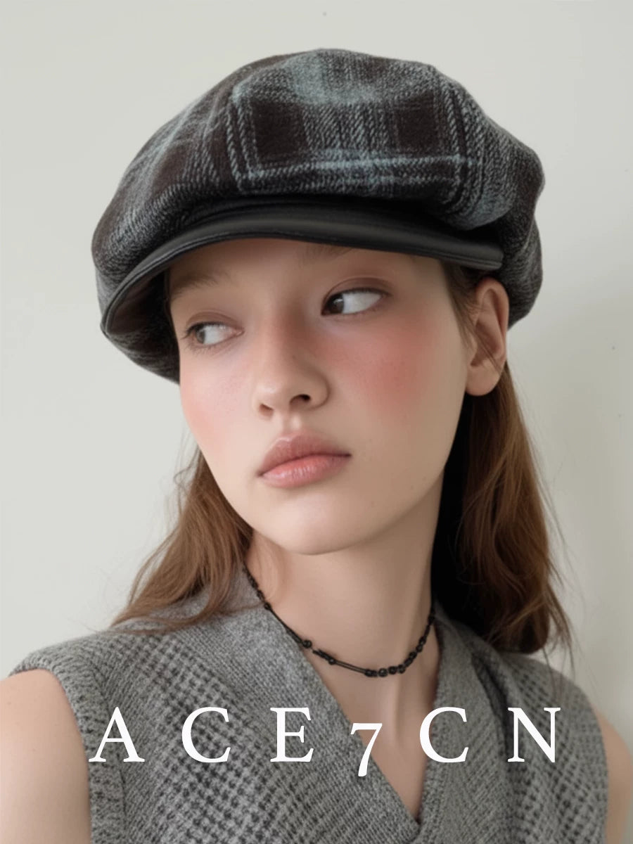 British Plaid Newsboy Cap Vintage Beret Travel