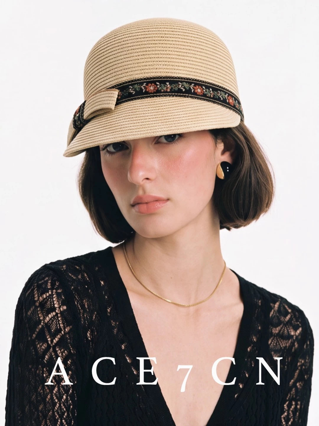Japanese Niche Old-Money Vintage Straw-Woven Equestrian Hat
